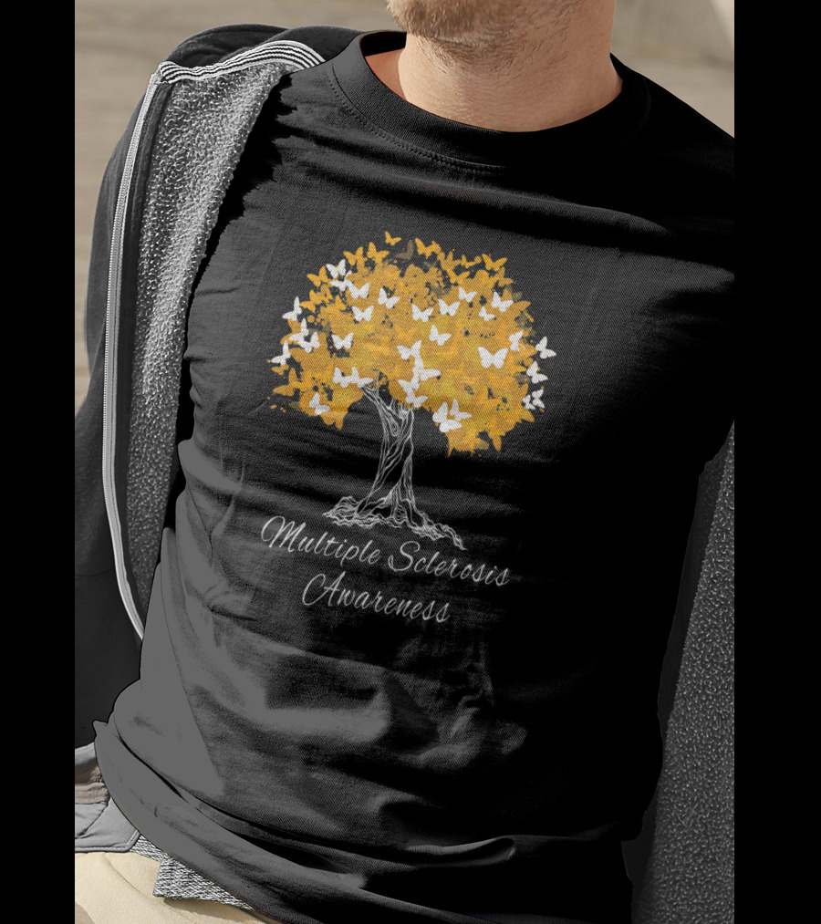 Multiple Sclerosis Awareness Tree With Butterflies T-Shirt