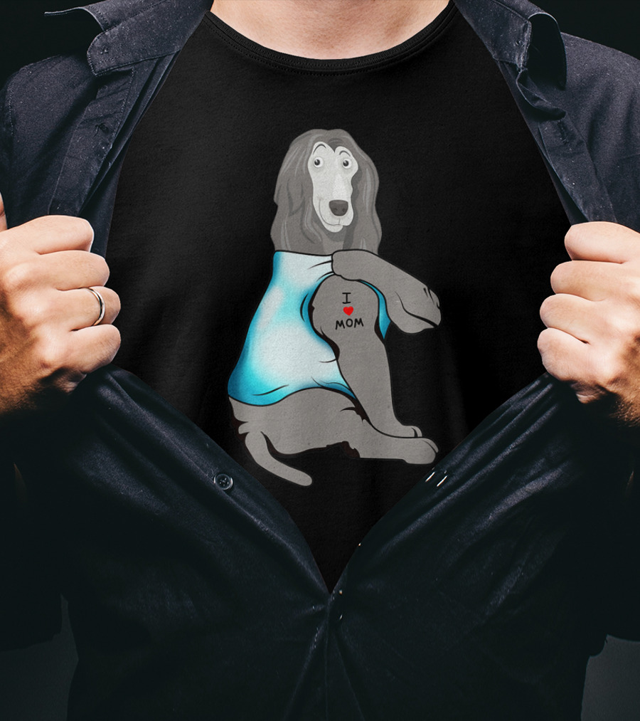 Afghan Hound Tattoo I Love Mom T-Shirt