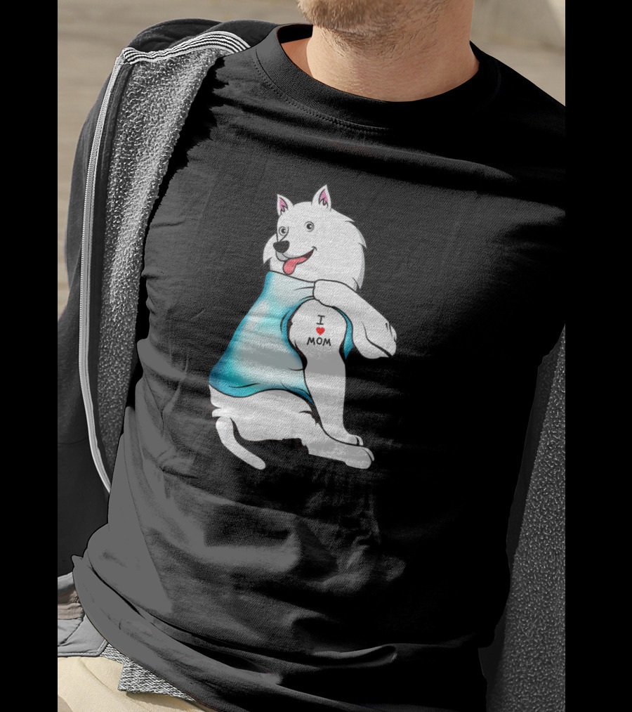American Eskimo Dog Tattoo I Love Mom T-Shirt
