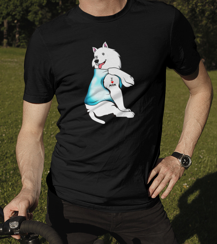 American Eskimo Dog Tattoo I Love Mom T-Shirt