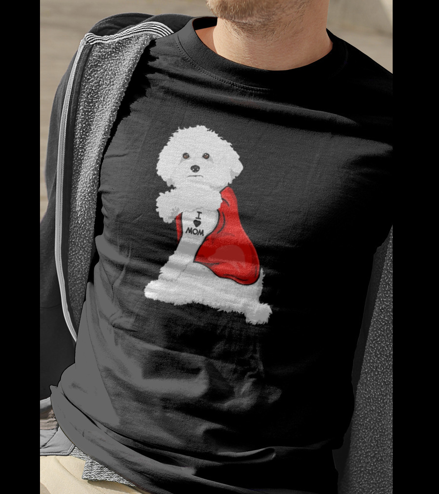 Bichon Frise I Love Mom Tattoo Red Cape T-Shirt