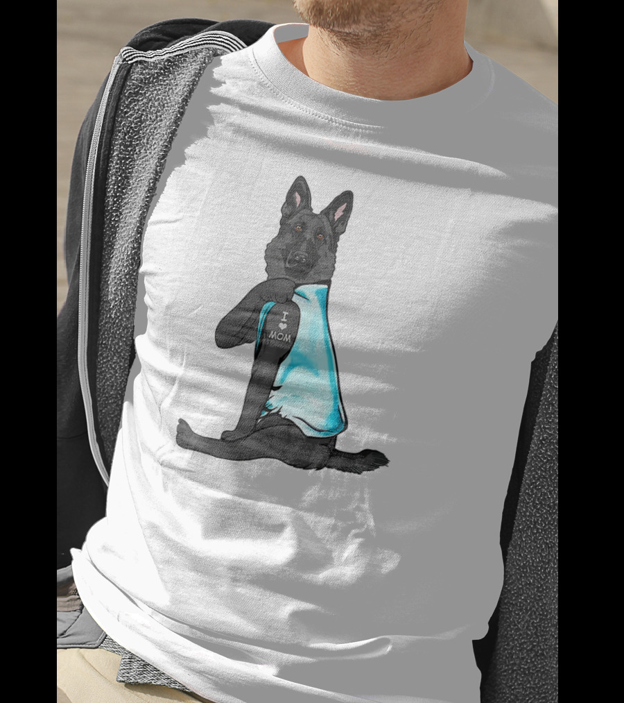 Black German Shepherd I Love Mom T-Shirt