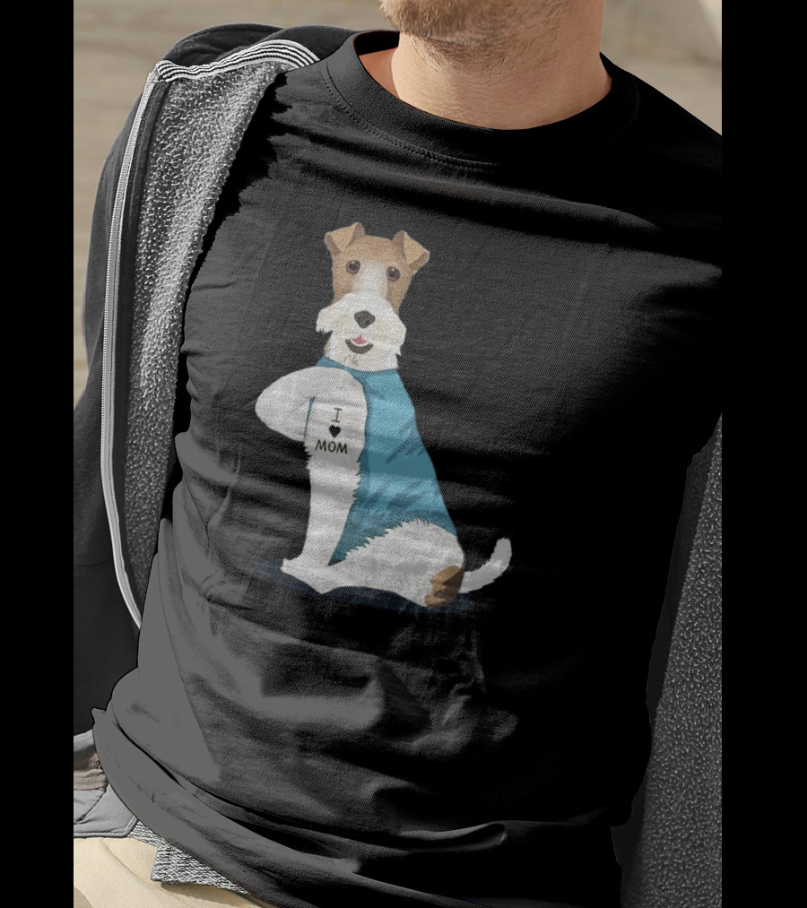 Fox Terrier I Love Mom Tattoo T-Shirt