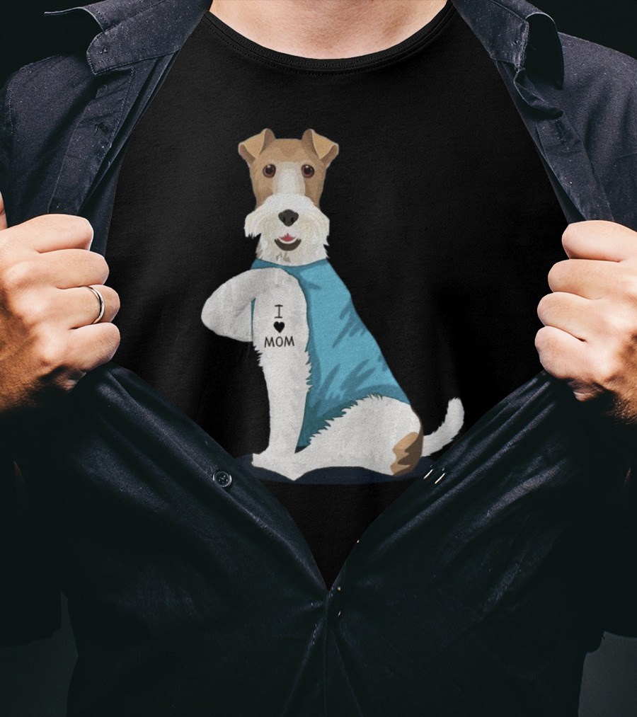 Fox Terrier I Love Mom Tattoo T-Shirt
