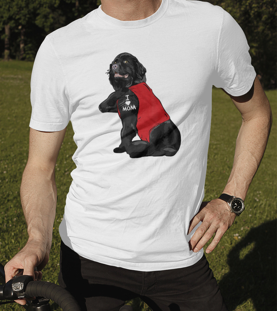 Newfoundland Dog I Love Mom Red Vest Tattoo T-Shirt