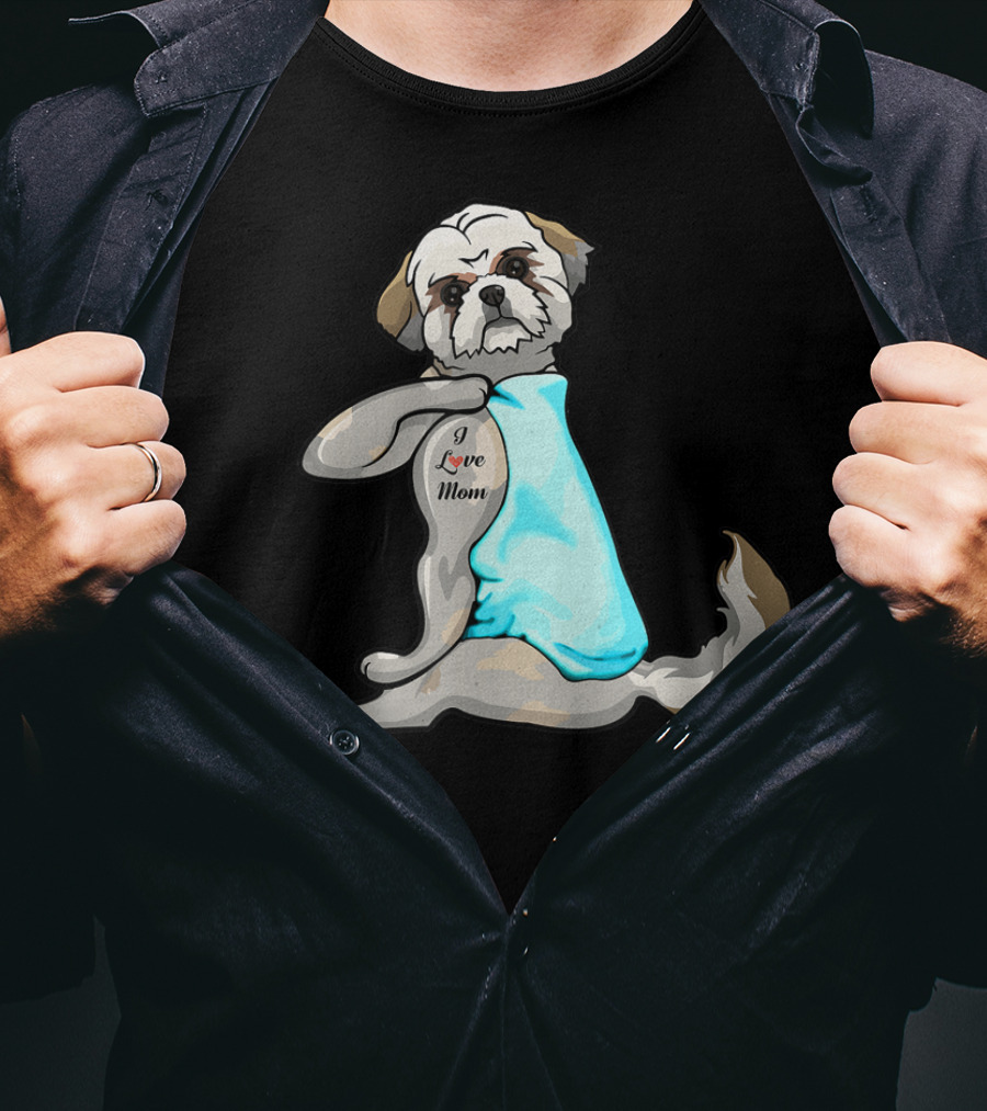 Shih Tzu I Love Mom Tattoo T-Shirt