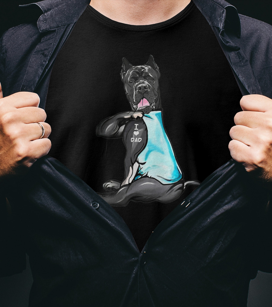 Cane Corso I Love Dad Shirt Black Dog Blue T-Shirt