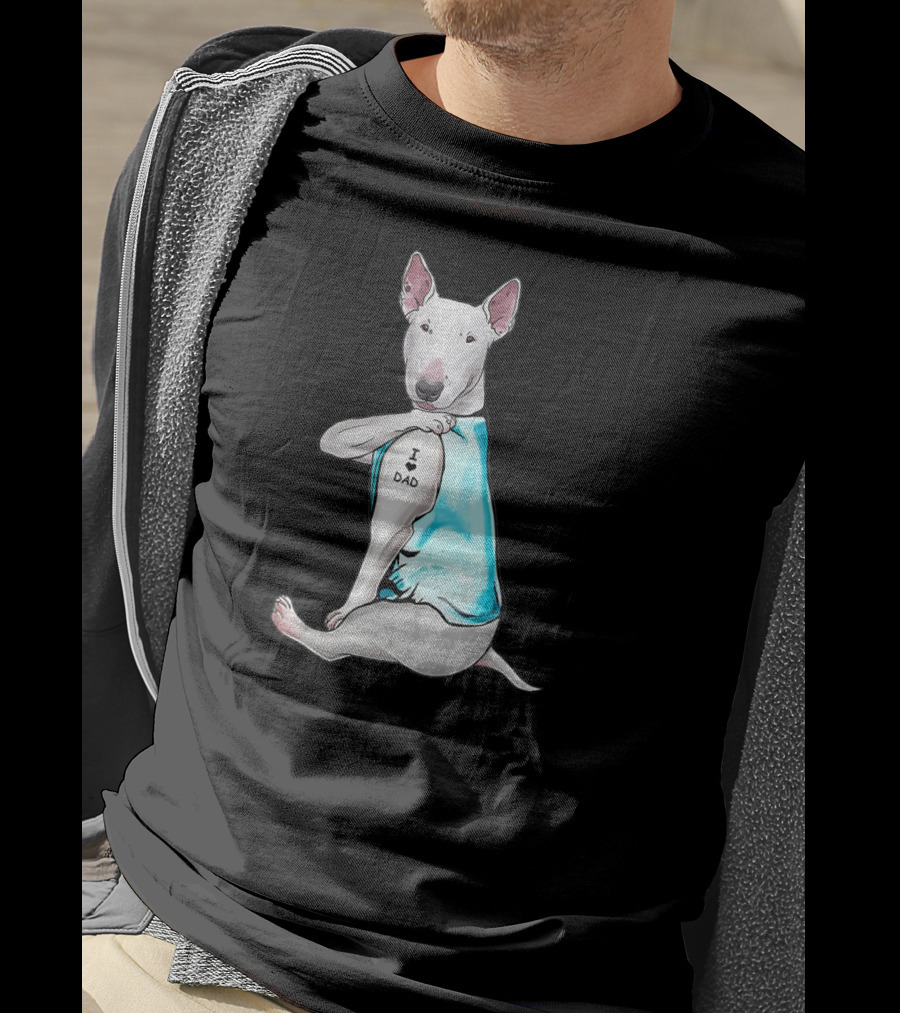 Bull Terrier I Love Dad Tattoo T-Shirt