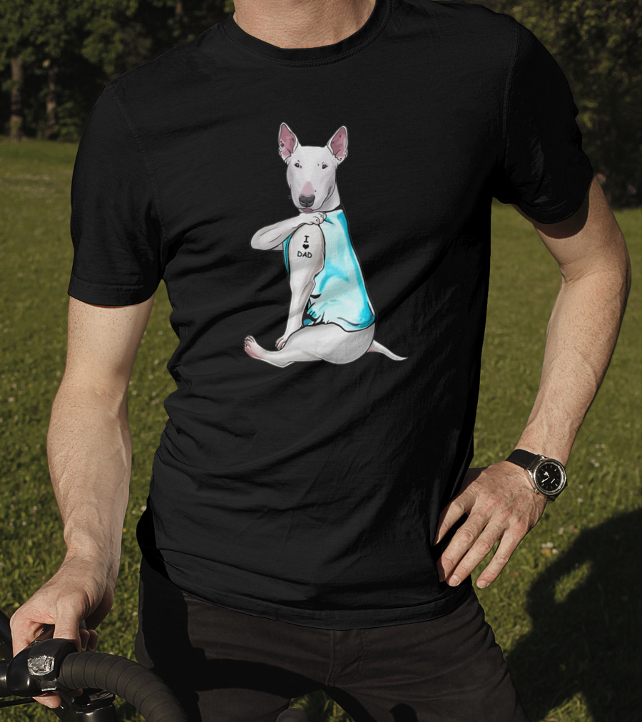 Bull Terrier I Love Dad Tattoo T-Shirt