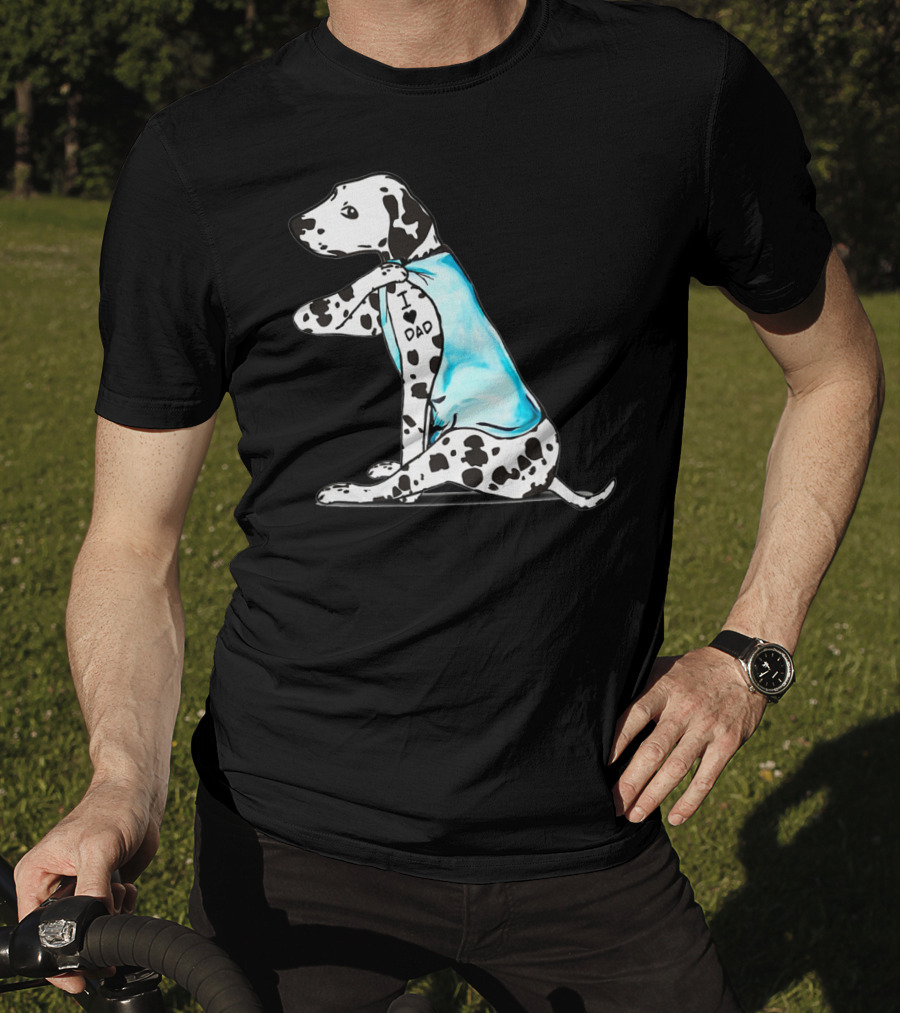 Dalmatian I Love DAD Blue Shirt Cute Dog T-Shirt