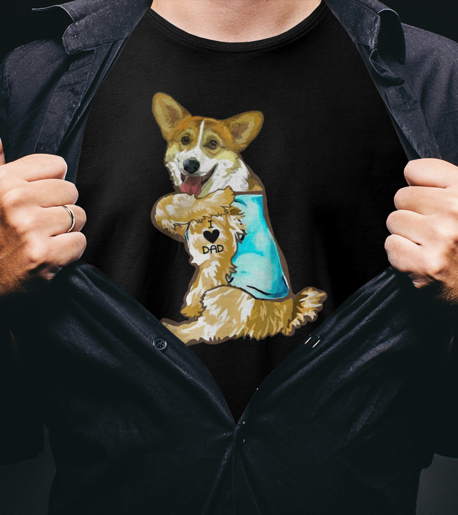 I Love Dad Corgi Father's Day For T-Shirt