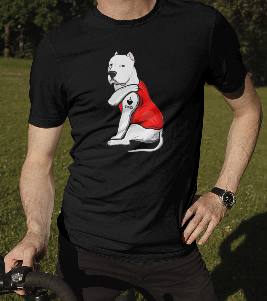 I Love Dad Dogo Argentino Father Dog In Red T-Shirt