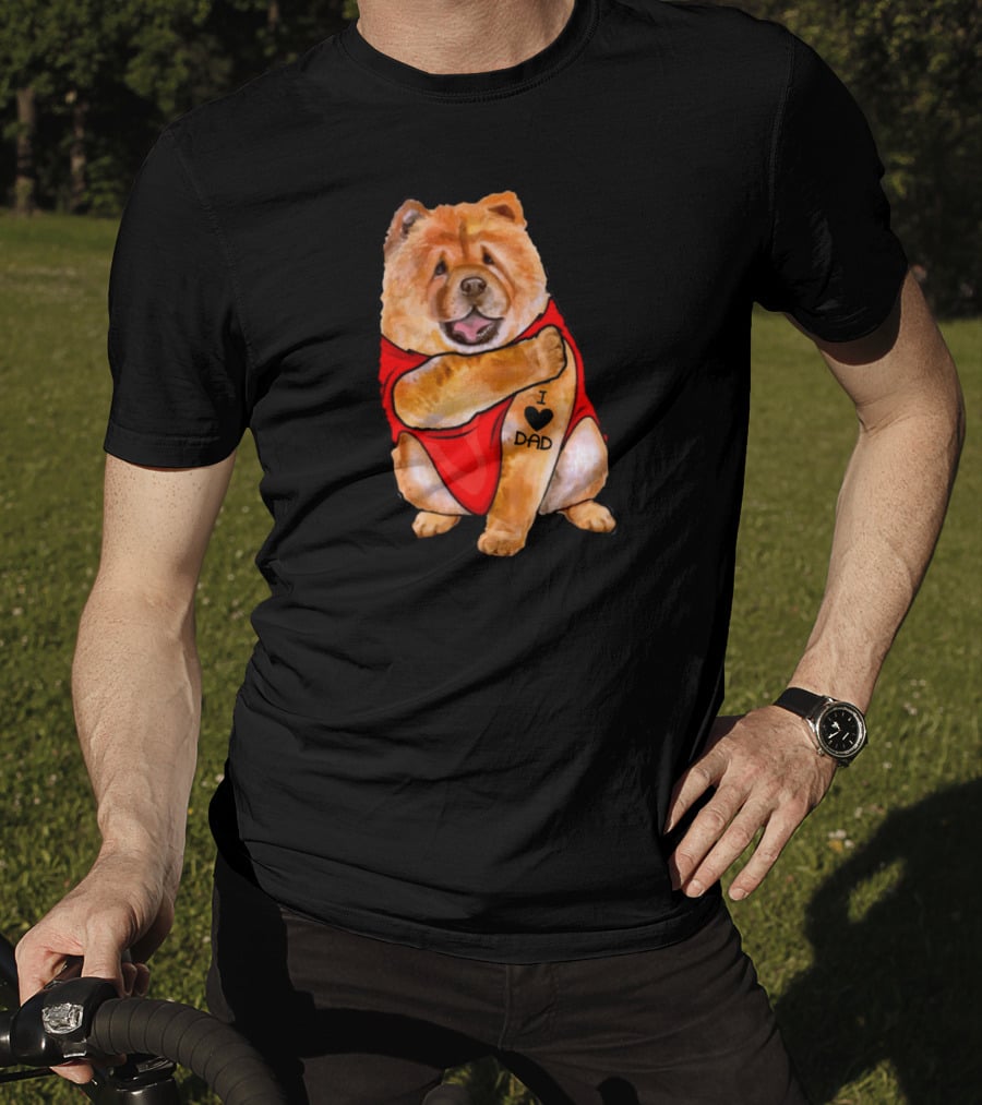 I Love Dad Chow Chow Dog Father's Day Red T-Shirt