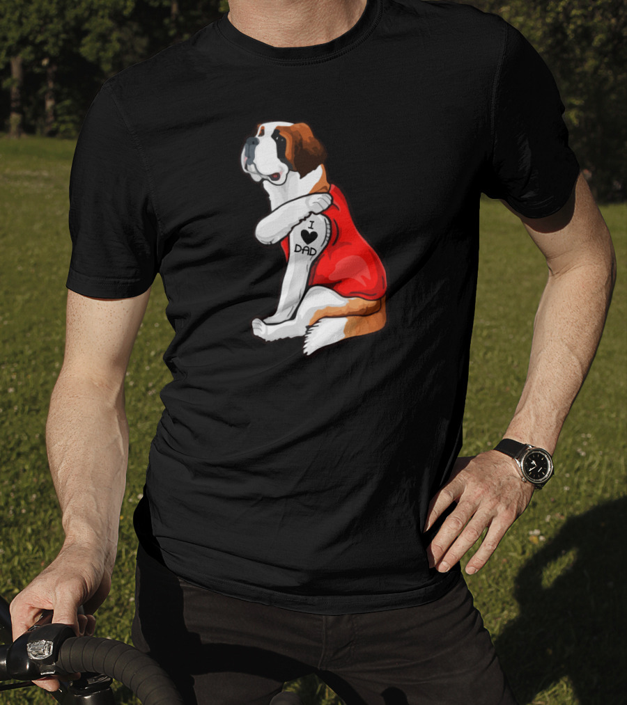 I Heart Dad Leonberger Dog Love Father Tattoo T-Shirt