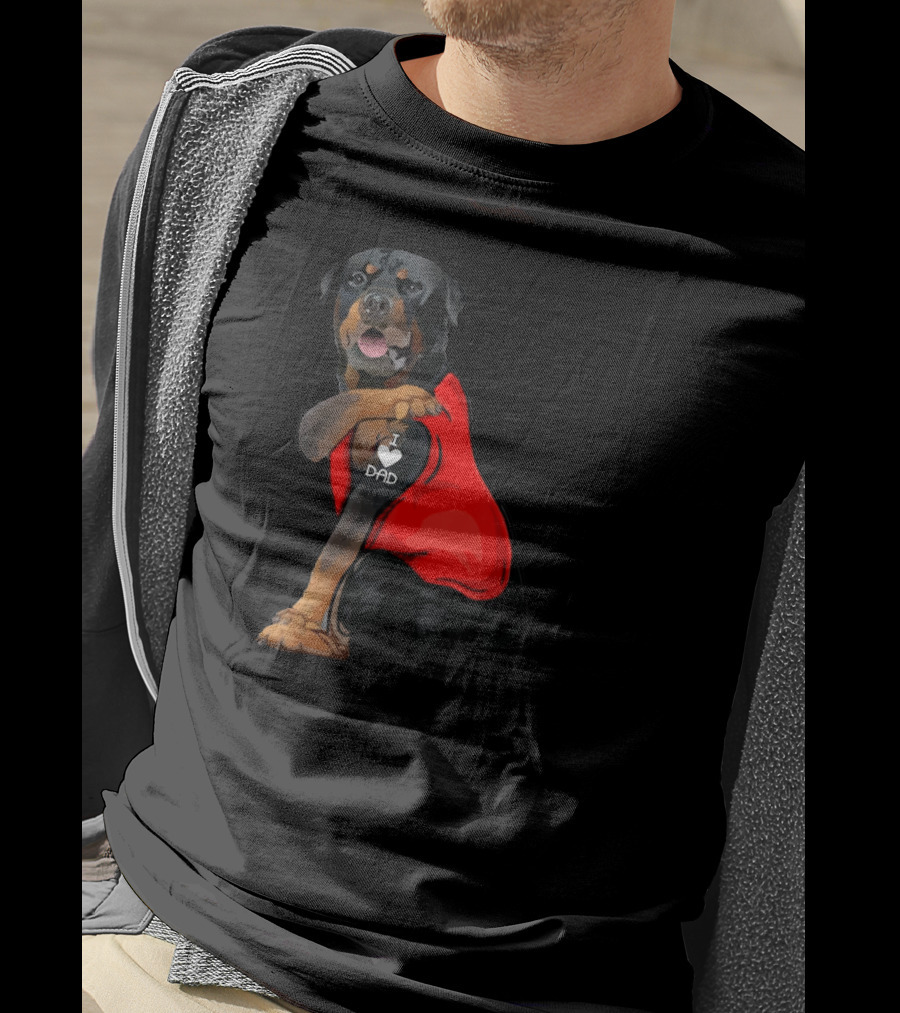 Rottweiler Dog I Love Dad Father Tattoo T-Shirt