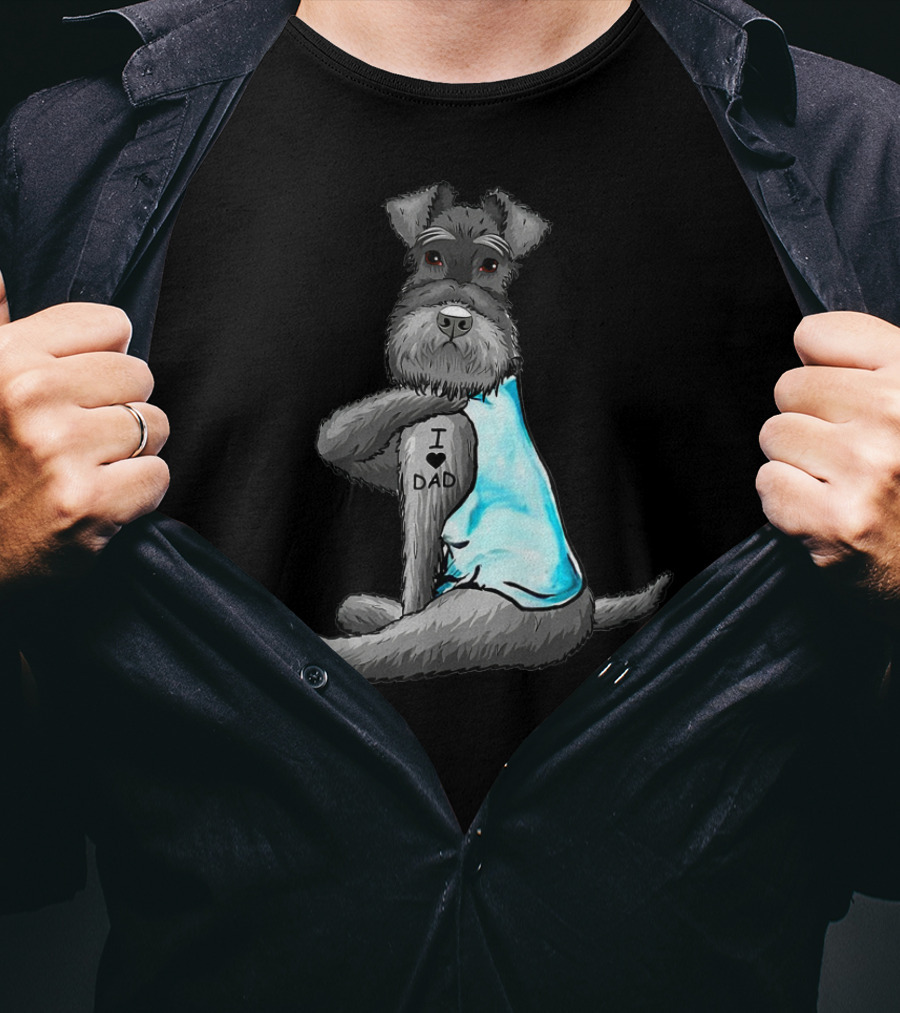 Schnauzer I Love Dad Tattoo T-Shirt