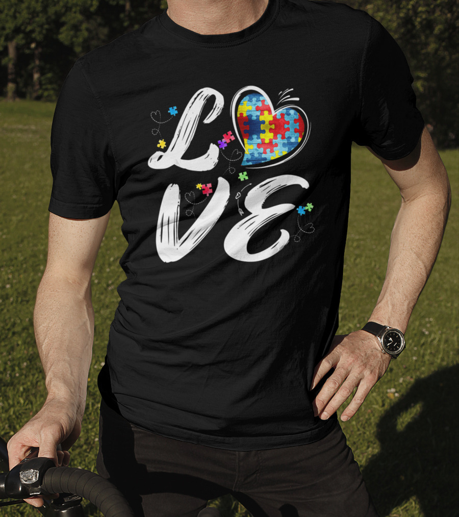 LOVE Heart Puzzle Autism Awareness T-Shirt