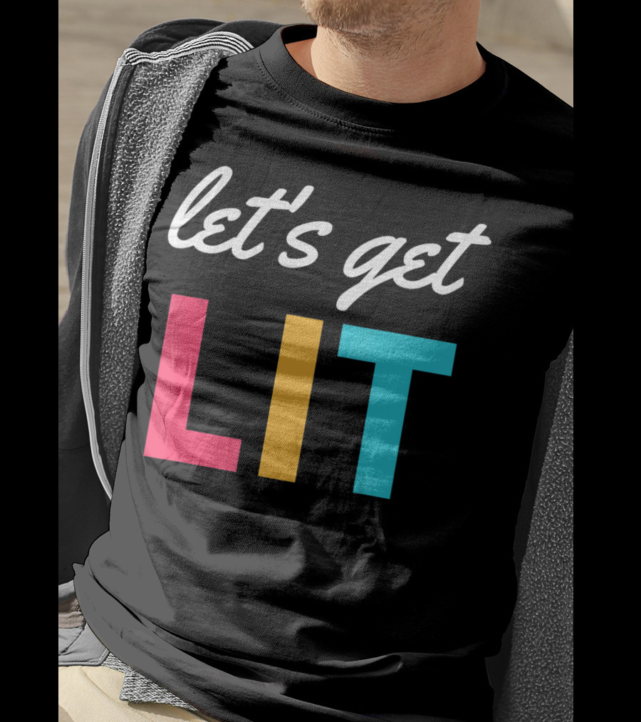 Let's Get Lit Funny Writers Teachers Retro T-Shirt