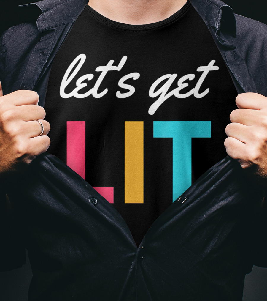 Let's Get Lit Funny Writers Teachers Retro T-Shirt