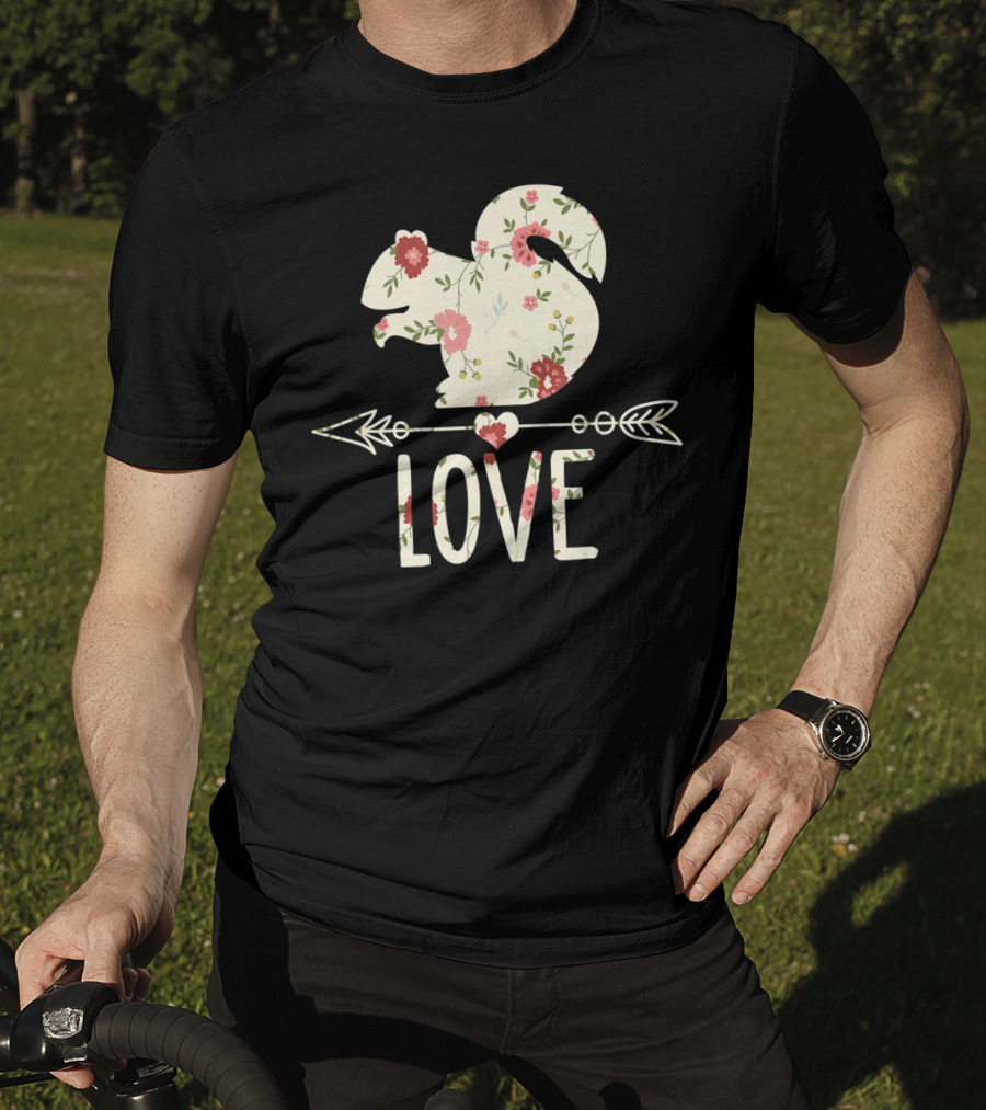 Love Squirrel Floral Vintage Flower Arrow T-Shirt