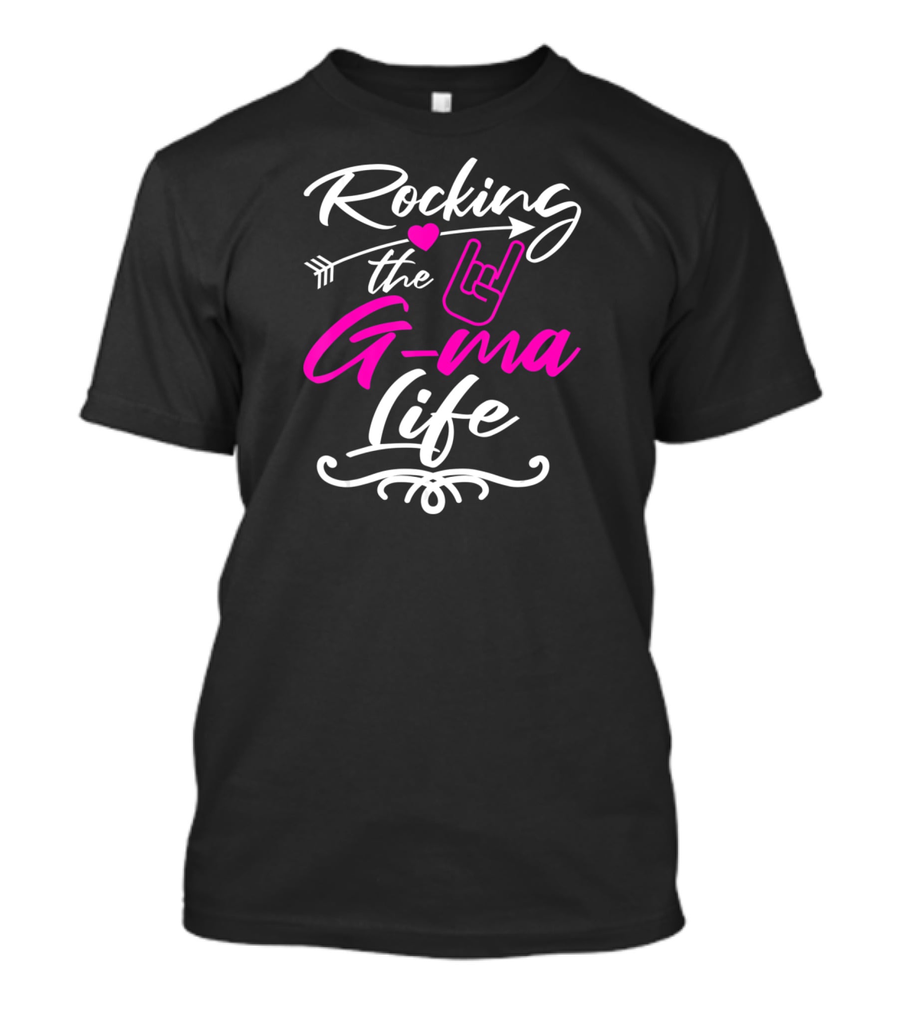 Rocking The G Ma Life Grandma Rock Hand Gesture Heart Arrow T-Shirt