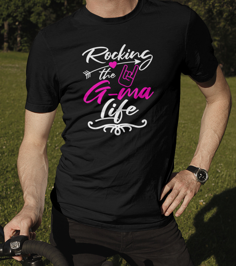 Rocking The G Ma Life Grandma Rock Hand Gesture Heart Arrow T-Shirt