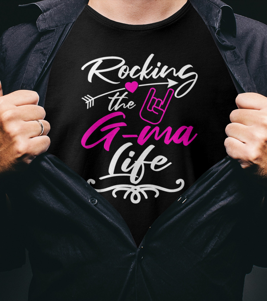 Rocking The G Ma Life Grandma Rock Hand Gesture Heart Arrow T-Shirt
