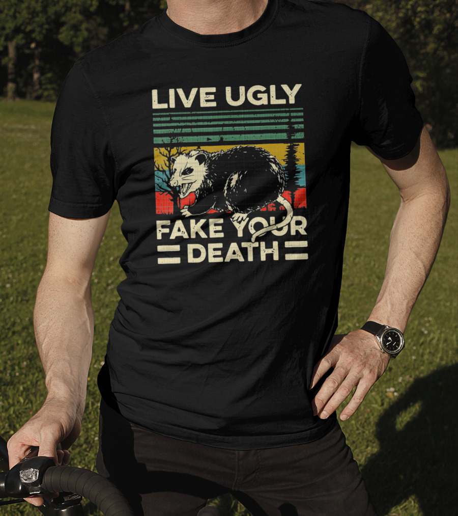 Live Ugly Fake Your Death Opossum Vintage 80s T-Shirt