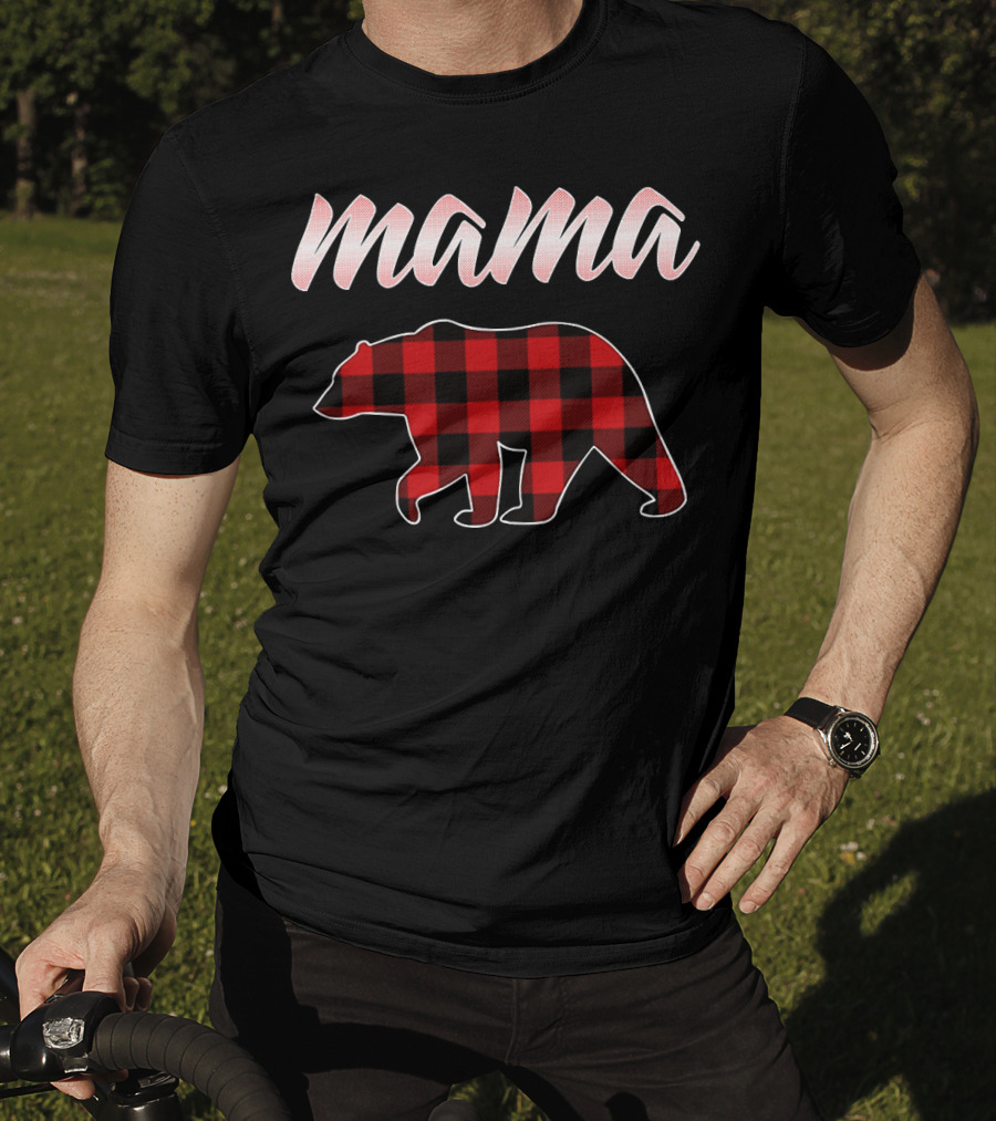 Mama Bear Buffalo Plaid Print T-Shirt
