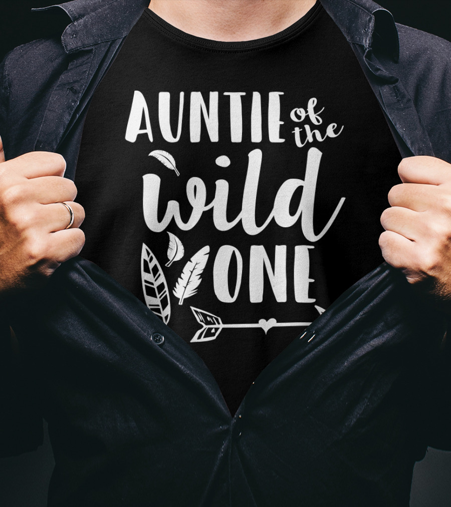 Auntie Of The Wild One 1st Birthday Arrow And Feathers T-Shirt