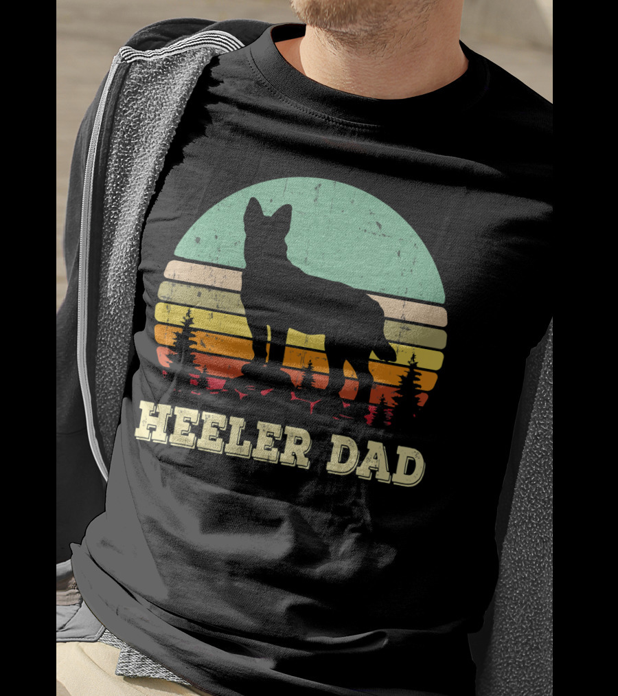 Heeler Dad Vintage Retro Sunset T-Shirt