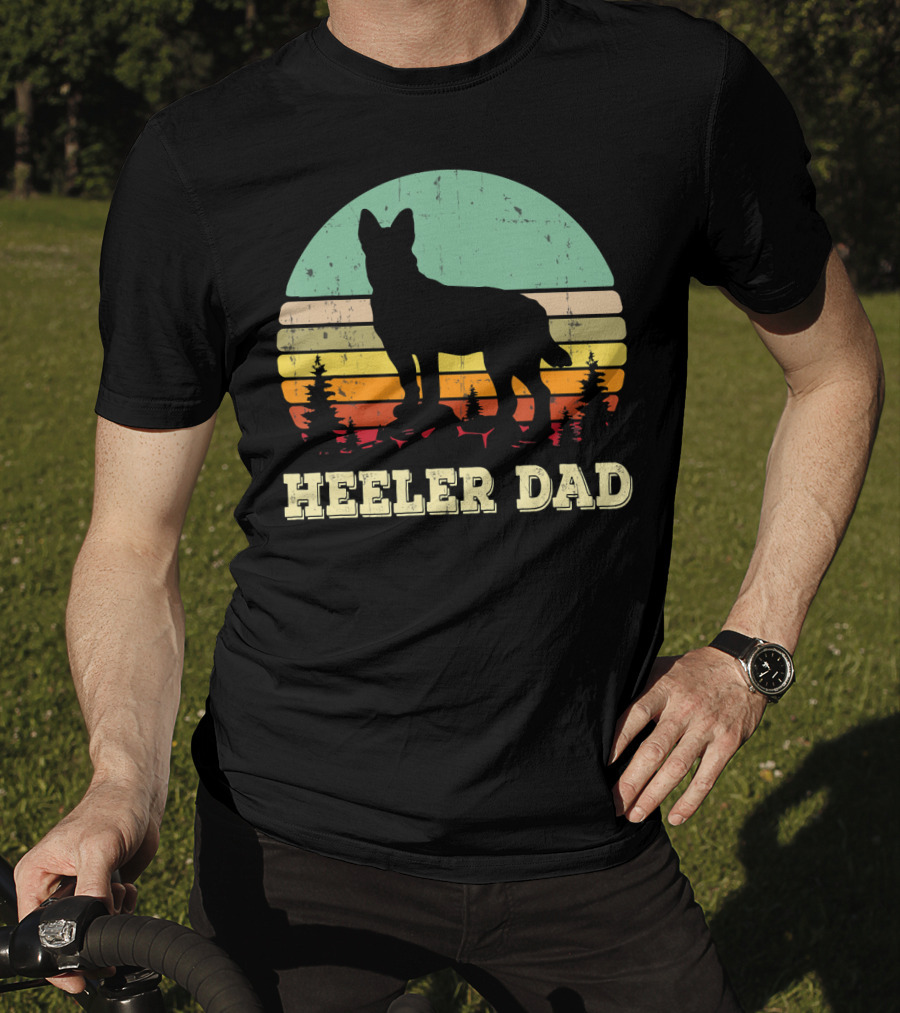 Heeler Dad Vintage Retro Sunset T-Shirt