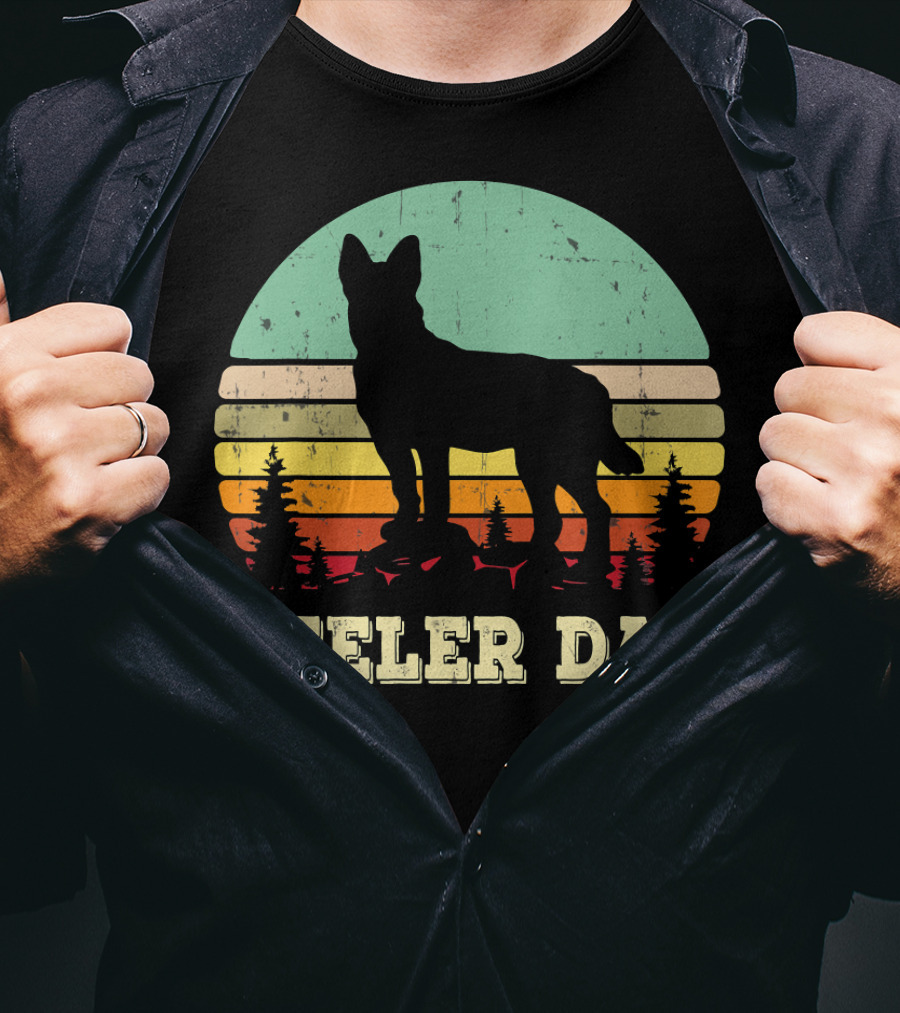 Heeler Dad Vintage Retro Sunset T-Shirt