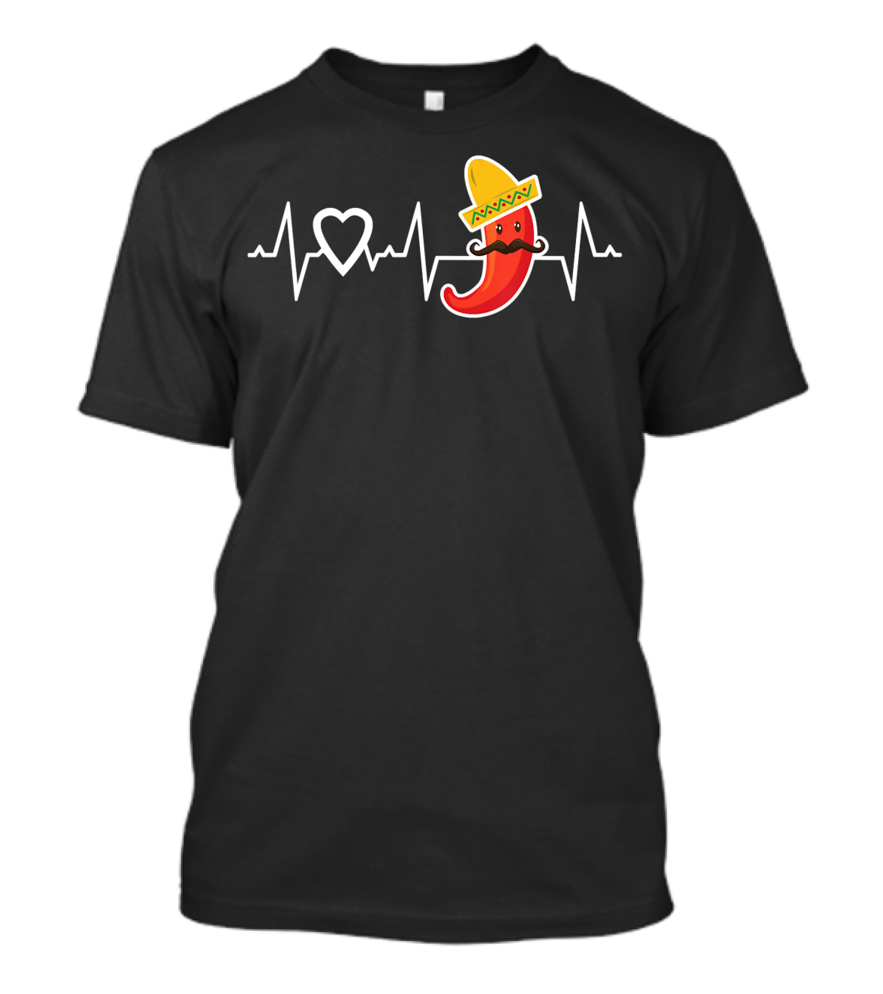 Chili Pepper Love Heartbeat Mexican Food Pepper Sombrero T-Shirt