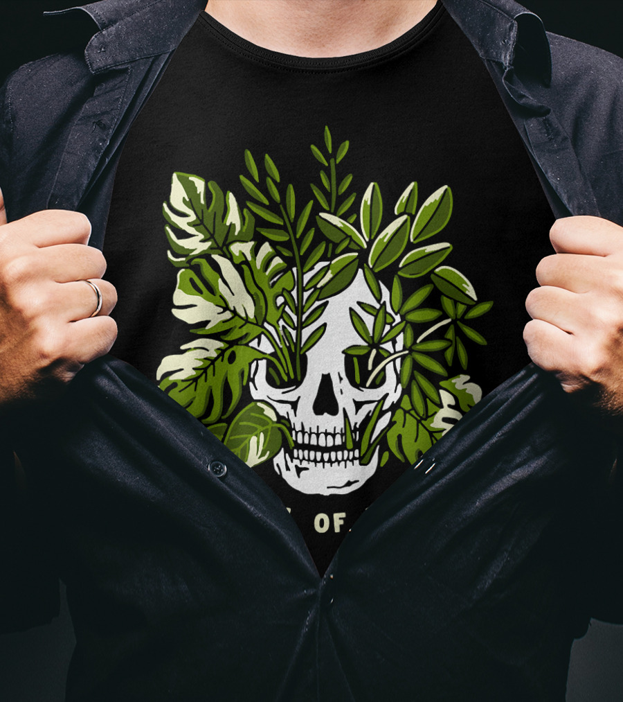 Full Of Life Skull Tree With Green Leaves Bushes T-Shirt