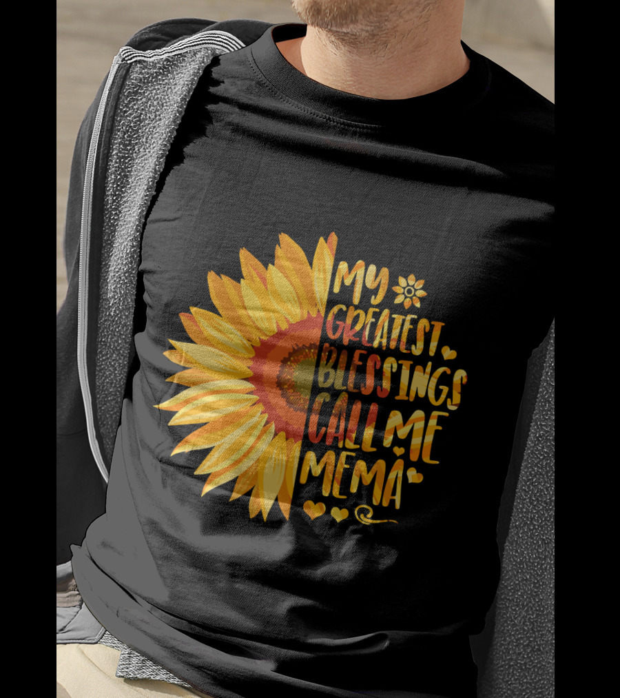 My Greatest Blessings Call Me Mema Sunflower Heart T-Shirt