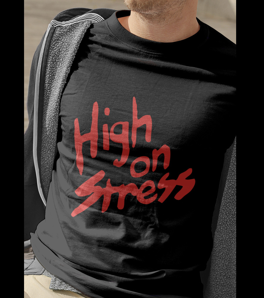 High On Stress Red Handwriting T-Shirt