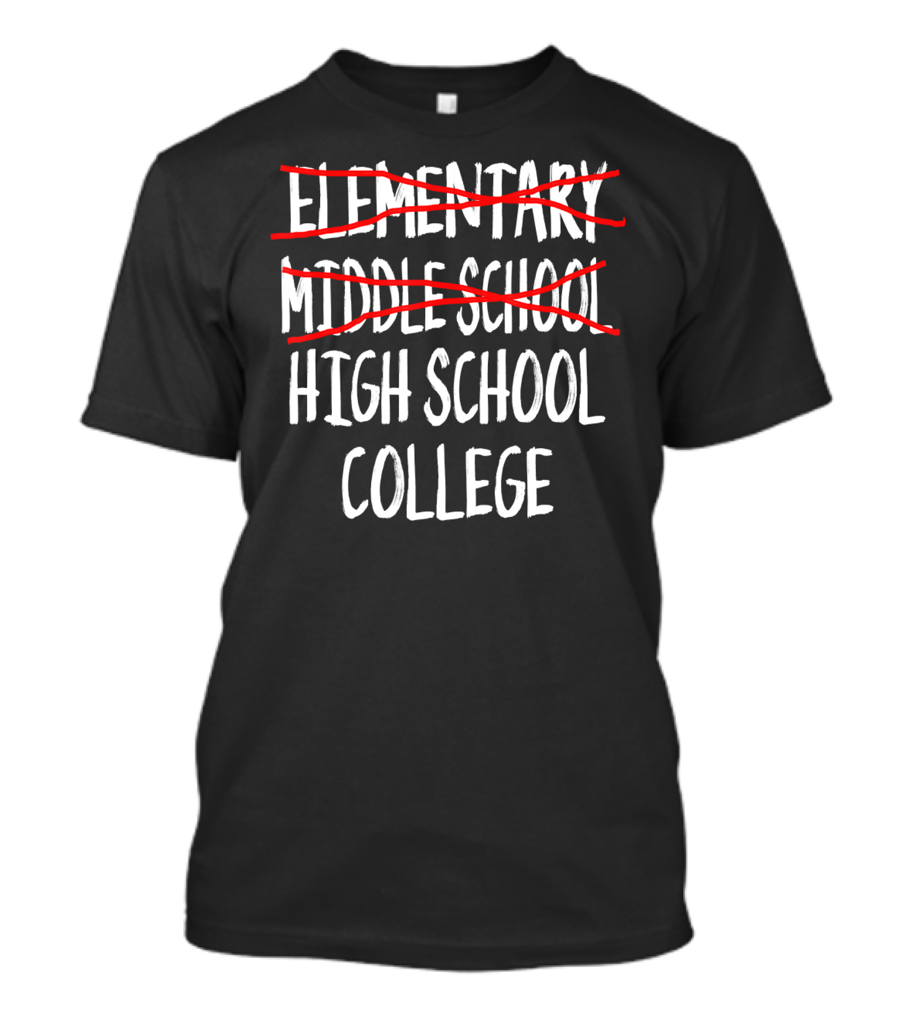 Elementary Middle School High School College Graduation Progression T-Shirt