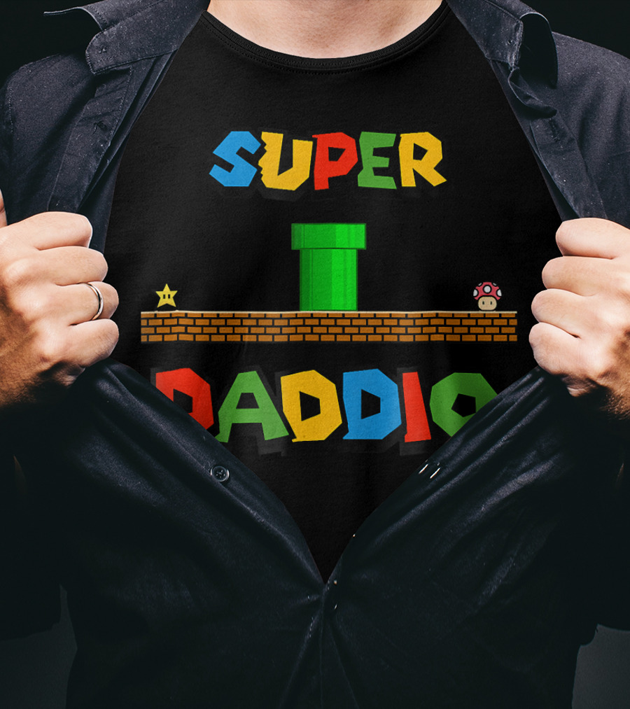 Super Daddio Nerdy Star Mushroom Pipe Block T-Shirt