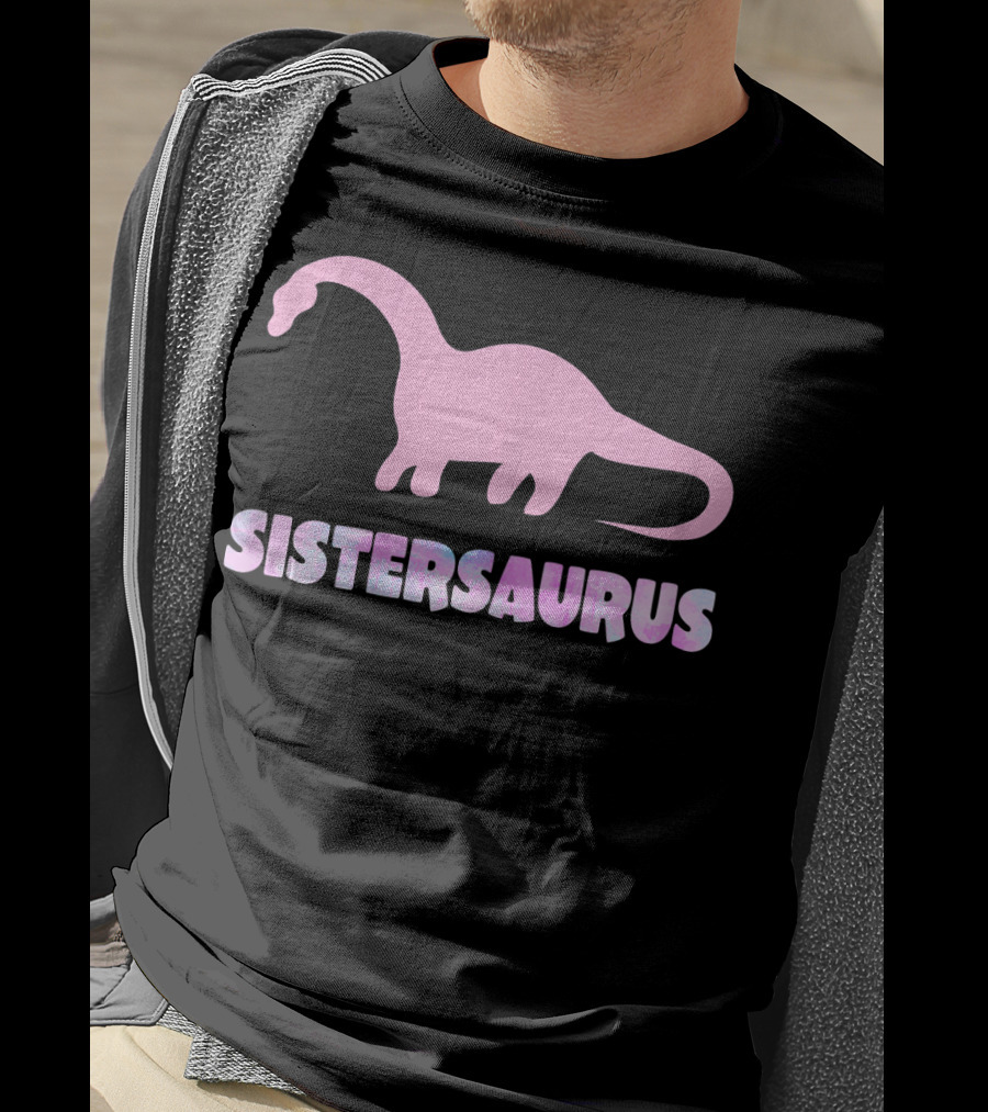 Sistersaurus Dinosaur Silhouette In T-Shirt