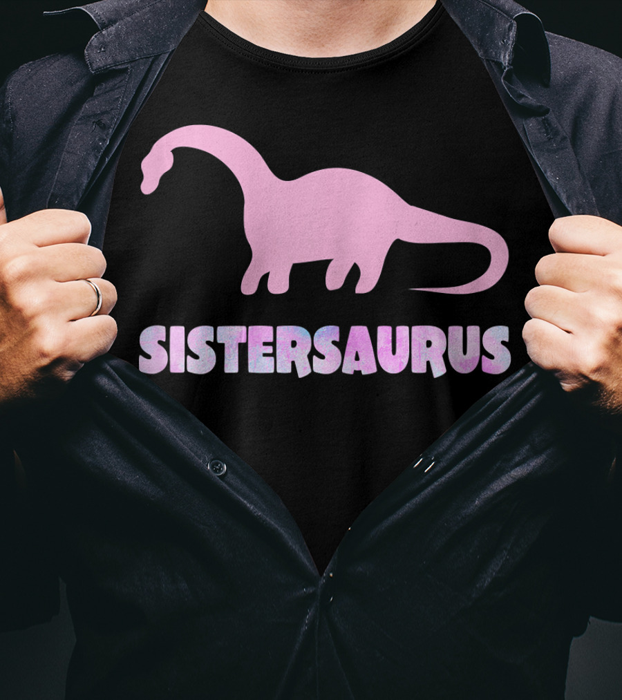 Sistersaurus Dinosaur Silhouette In T-Shirt
