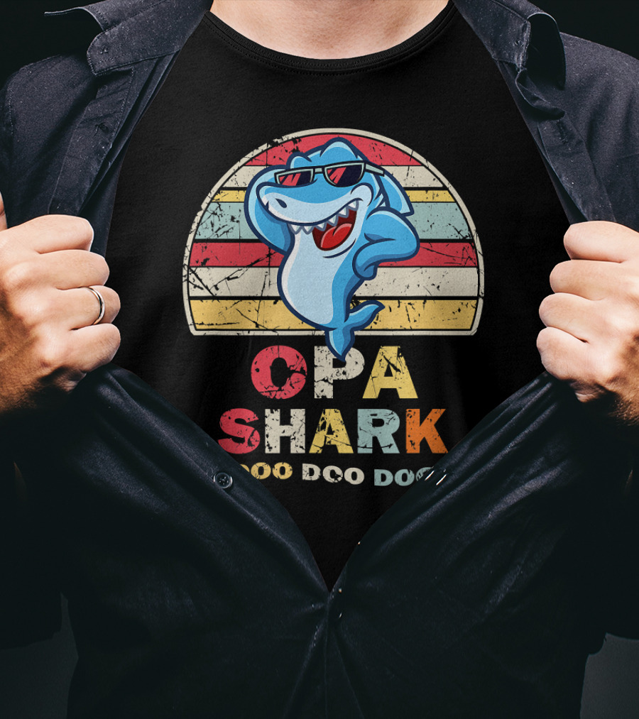 Opa Shark Doo Doo Doo Vintage Style Father T-Shirt