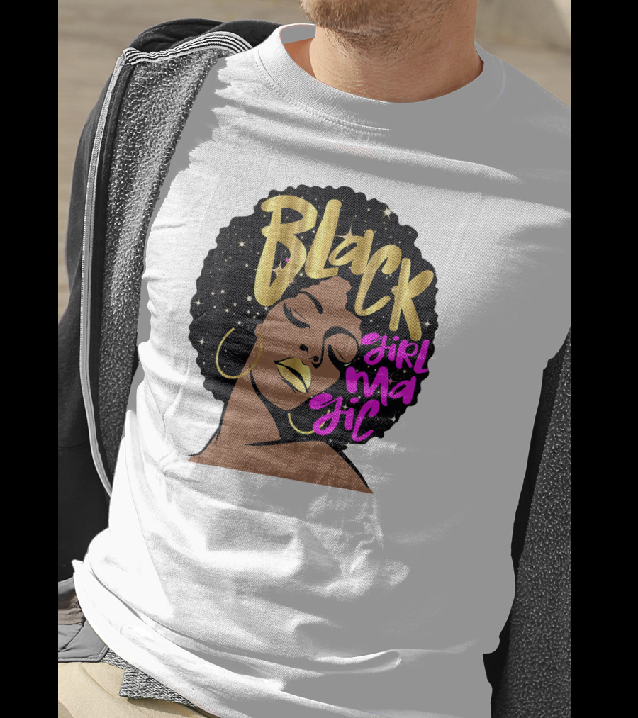 Black Girl Magic Gold Stars Afro Beauty T-Shirt