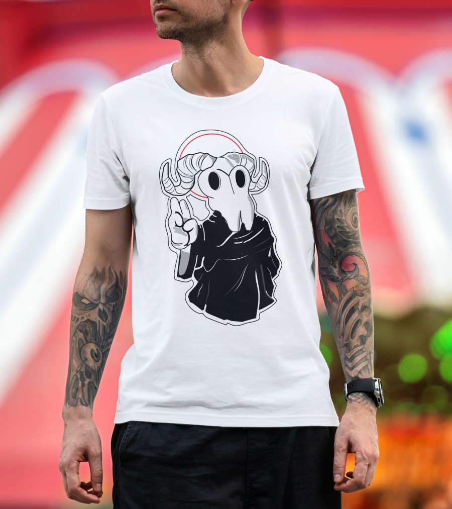 Kawaii Beezelbub Satan Evil Skull with Horns and Cloak T-Shirt