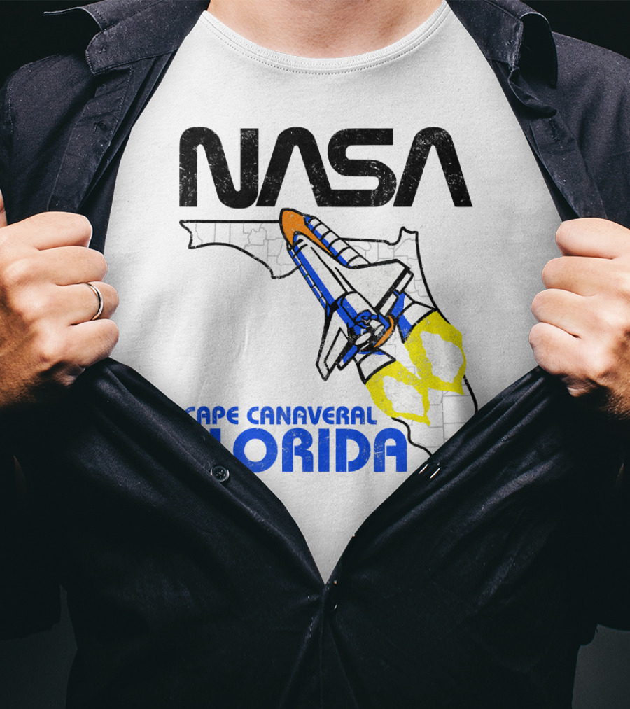 NASA Space Shuttle Florida Map Cape Canaveral T-Shirt