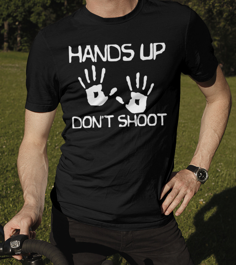 Hands Up Don't Shoot Statement With Handprint Symbols T-Shirt