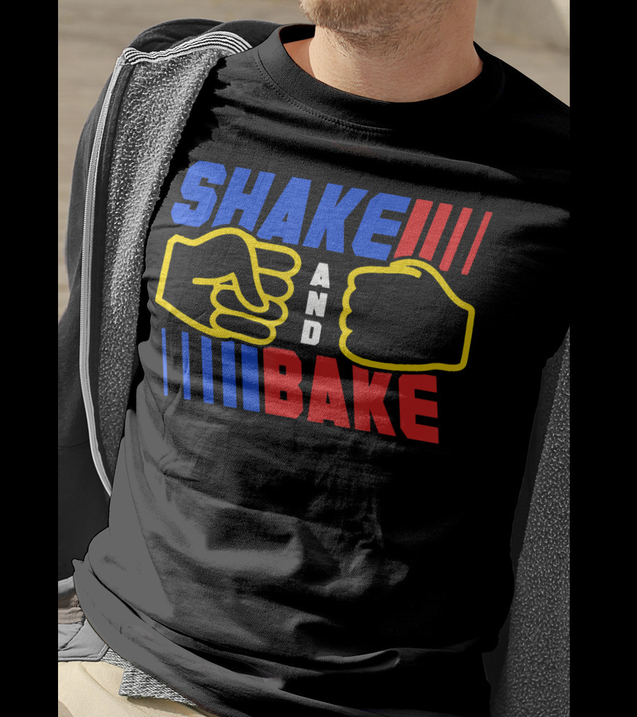 SHAKE AND BAKE Fist Bump Iconic Symbol Bold Colors T-Shirt