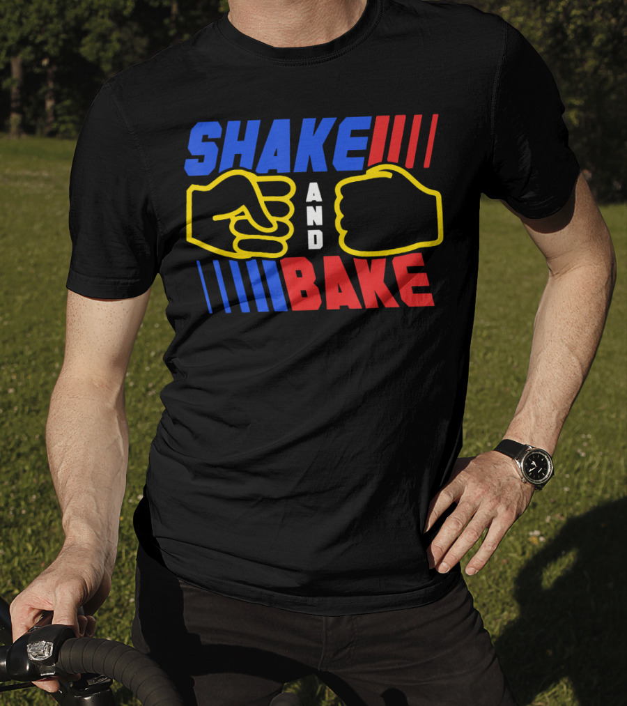 SHAKE AND BAKE Fist Bump Iconic Symbol Bold Colors T-Shirt