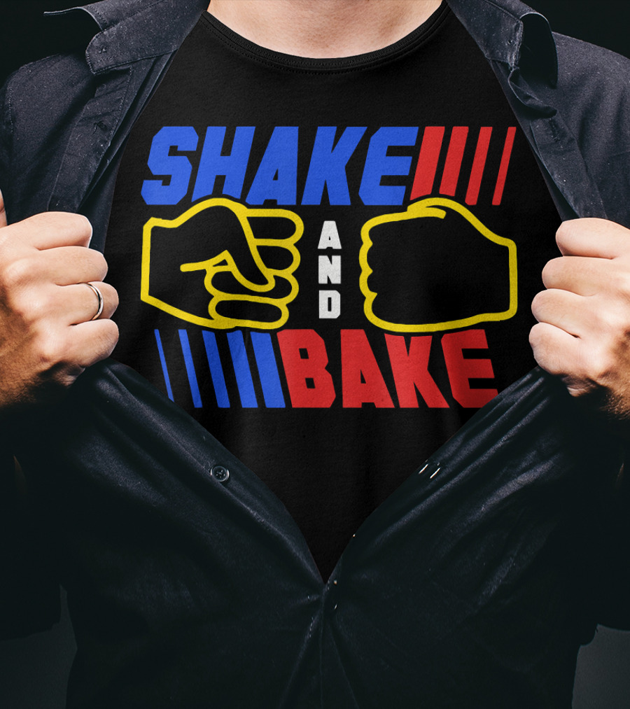SHAKE AND BAKE Fist Bump Iconic Symbol Bold Colors T-Shirt