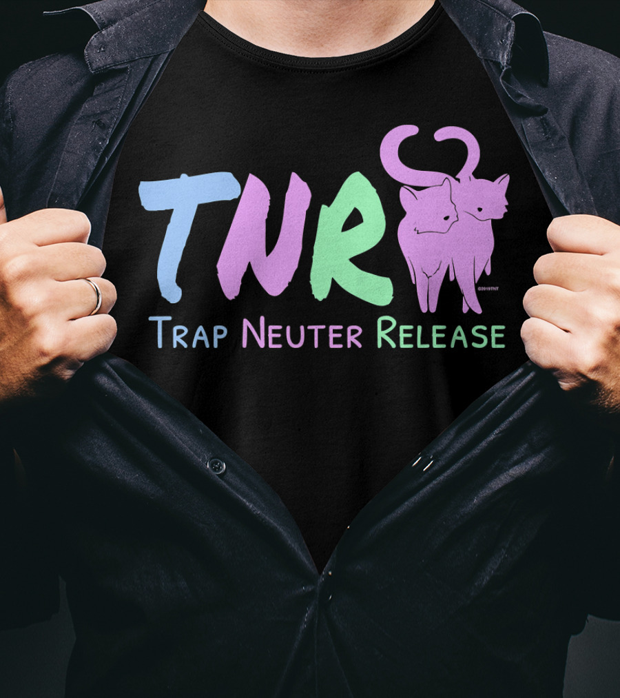 TNR Trap Neuter Release Feral Cat Lover Pastel Cats T-Shirt